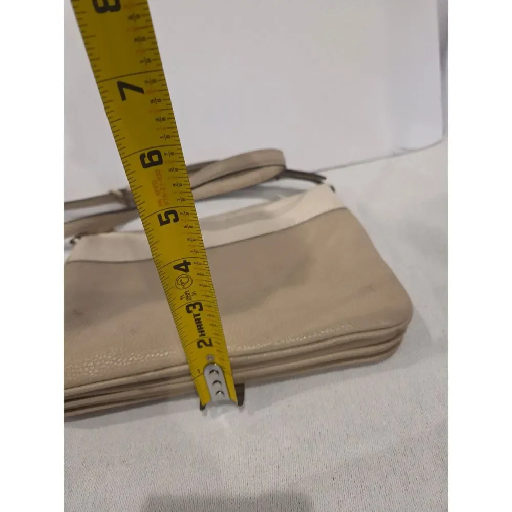 Kate Spade Leila Colorblock Triple Gusset Crossbody Leather Purse Bag Beige Flaw